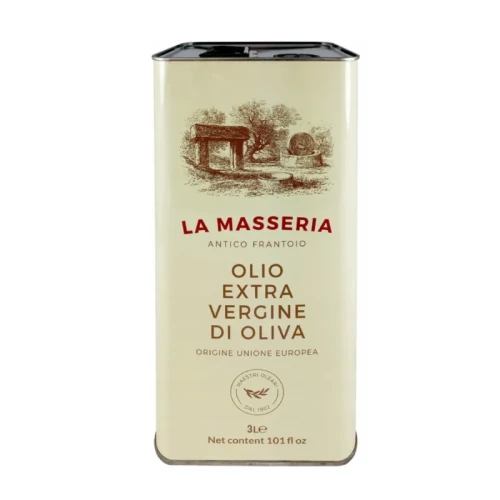 Wloska oliwa z oliwek extra virgin la masseria 3l w puszce tloczona na zimno