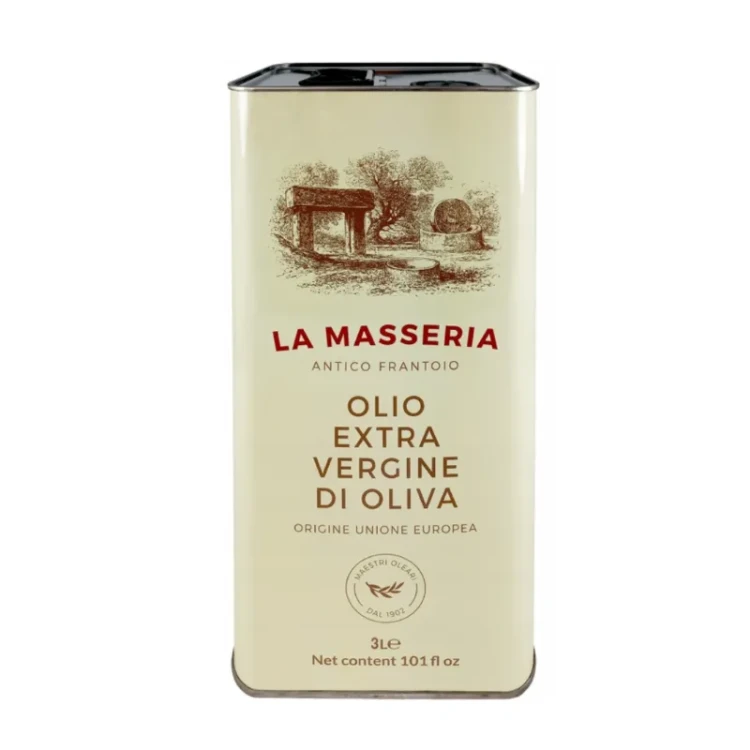 Wloska oliwa z oliwek extra virgin la masseria 3l w puszce tloczona na zimno