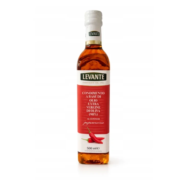 Wloska oliwa z oliwek extra virgin pikantna levante 500ml z papryczka chilli do pizzy